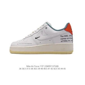 Nike Air Force 1 '07 Low White Leather Casual Sneakers with Air Cushion