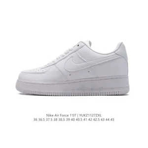 Nike Air Force 1 Low '07 White Leather Sneakers with Air Cushioning