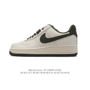 Nike Air Force 1 '07 Low White Leather Casual Sneakers with Air Cushion