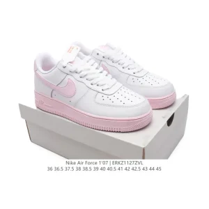 Nike Air Force 1 '07 Low White Leather Casual Sneakers with Air Cushion
