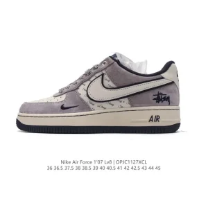 Nike Air Force 1 07 Low White Leather Honeycomb Air Cushion Sneakers