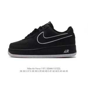 Nike Air Force 1 '07 Low White Leather Casual Sneakers with Air Cushion