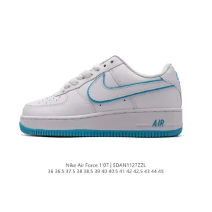 Nike Air Force 1 '07 Low White Leather Casual Sneakers with Air Cushion