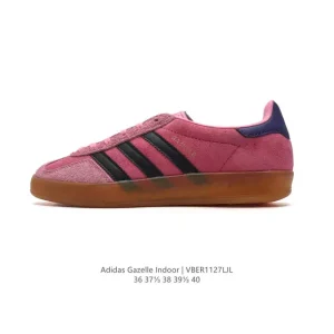 Adidas Originals Gazelle Indoor Retro Leather Sneakers with Gum Sole