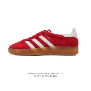 Adidas Originals Gazelle Indoor Retro Leather Sneakers with Gum Sole