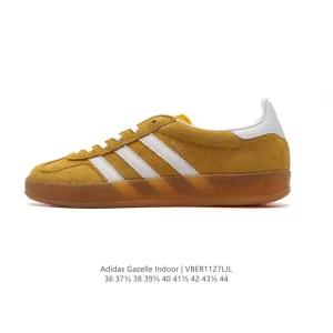 Adidas Originals Gazelle Indoor Retro Leather Sneakers with Gum Sole