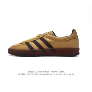 Adidas Originals Gazelle Indoor Retro Leather Sneakers with Gum Sole
