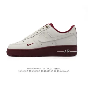 Nike Air Force 1 '07 Low White Leather Sneakers with Air Cushion