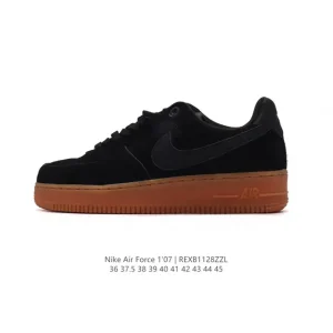 Nike Air Force 1 '07 Low White Leather Casual Sneakers with Air Cushion