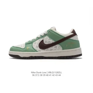 Nike Dunk Low LV Collaboration Vintage Leather Skateboarding Shoes