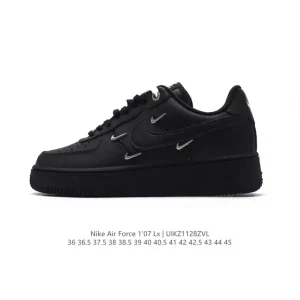 Nike Air Force 1 '07 Low White Leather Sneakers with Cushioning