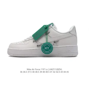Nike Air Force 1 '07 Low White Leather Sneakers with Cushioning
