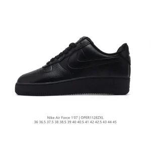 Nike Air Force 1 '07 Low White Leather Casual Sneakers with Air Cushion