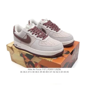 Nike Air Force 1 '07 Low White Leather Casual Sneakers with Air Cushioning