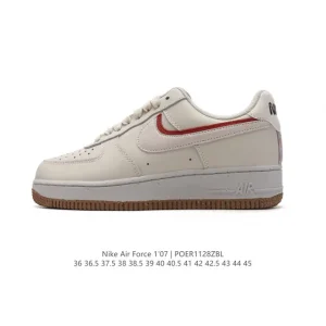 Nike Air Force 1 '07 Low White Leather Casual Sneakers with Air Cushion