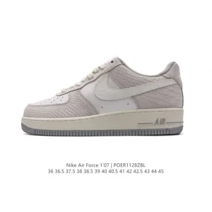 Nike Air Force 1 '07 Low White Leather Casual Sneakers with Air Cushion