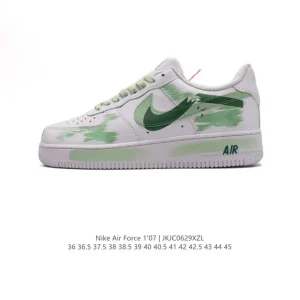 Nike Air Force 1 07 Low CW2288-111 White Leather Sneakers with Air Cushion