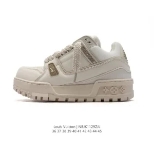 Louis Vuitton Trainer Sneaker Low Leather Shoes with Thick Sole for Men and Women