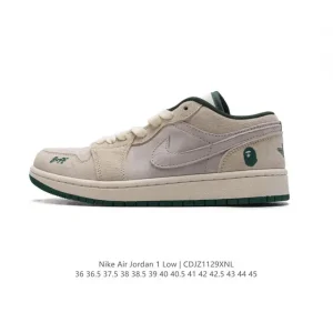 Bape x Nike Air Jordan 1 Low Military Blue Sneakers