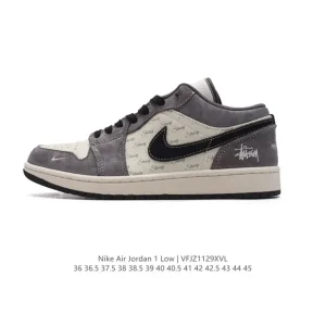 Jordan AJ1 Low Retro Classic Leather Casual Sneakers with Air Cushioning