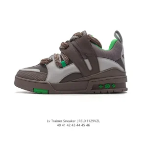 Louis Vuitton Trainer Sneaker Low Top Men's Fashion Thick Sole Leather Shoes