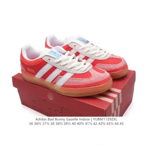 Adidas Bad Bunny Gazelle Indoor Sneakers White Black Suede Shoes
