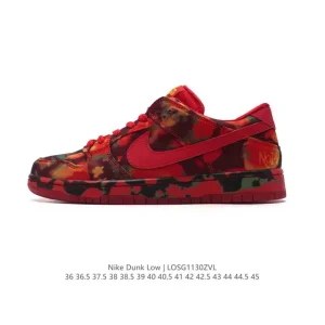 Nike SB Dunk Low Red Flowers Skateboarding Shoes with Zoom Air