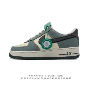 Nike Air Force 1 Low '07 White Leather Sneakers with Air Cushion