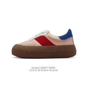Goodsai White Sneakers for Men and Women Retro Low Top Casual Chunky Shoes