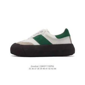 Goodsai White Baiting Style Retro Low Top Chunky Sole Sneakers for Men and Women