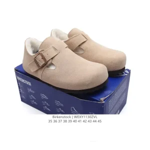 Birkenstock Boston Vl Suede Fur Lined Slip On Shoes Cork Footbed EVA Sole