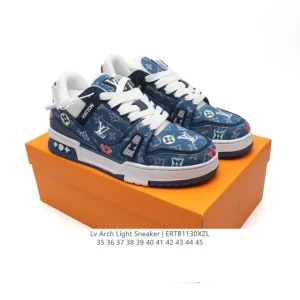 Louis Vuitton Trainer Sneaker Low Leather Fashion Shoes with Thick Sole