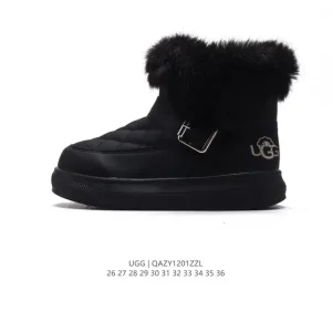 UGG Kids Mid-Calf Snow Boots with Wool Lining and Fur Trim