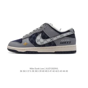 Nike Dunk Low Retro Vintage Basketball Sneakers with Leather Upper