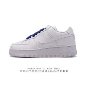 Nike Air Force 1 '07 Low White Leather Casual Sneakers with Air Cushion