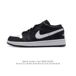 Air Jordan 1 Low Retro Classic Leather Sneakers with Air Cushioning