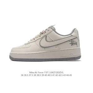 Nike Air Force 1 '07 Low White Leather Casual Sneakers with Air Cushioning
