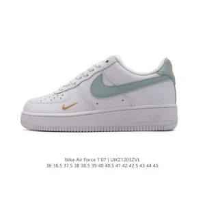 Nike Air Force 1 07 Low White Leather Casual Sneakers with Air Cushion