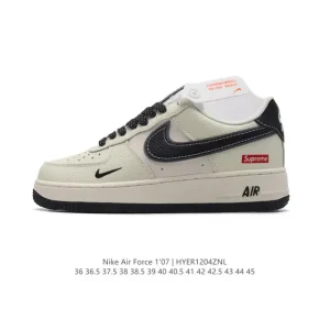 Nike Air Force 1 '07 Low White Leather Sneakers with Honeycomb Air Cushion