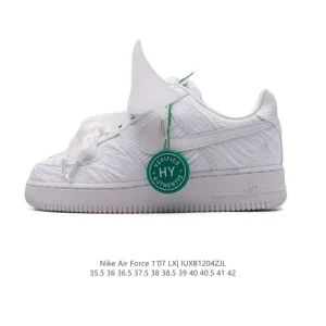 Nike Air Force 1 07 Low White Leather Sneakers with Air Cushion