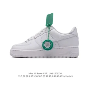 Nike Air Force 1 Low 07 White Leather Sneakers with Air Cushion