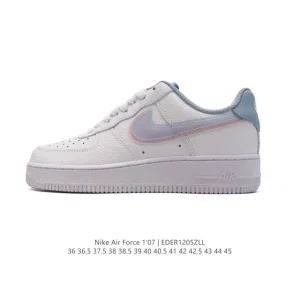 Nike Air Force 1 '07 Low White Leather Casual Sneakers with Air Cushion