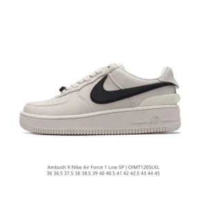 Nike Air Force 1 Ambush Low SP Leather Sneakers with Extended Swoosh