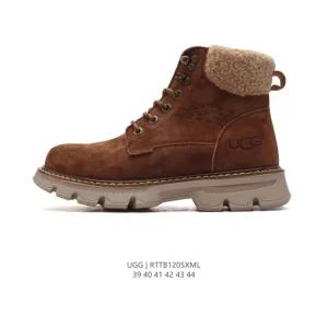 UGG Men's Classic High-Top Snow Boots with Faux Fur Collar and Thick Sole