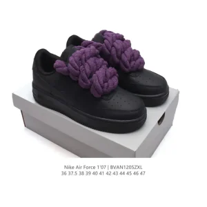 Nike Air Force 1 '07 Low Top Sneakers with Leather Upper and Air Cushioning