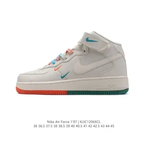 Nike Air Force 1 Mid Velcro Sneakers with Thick Sole and Air Cushion
