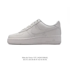 Nike Air Force 1 '07 Low White Leather Casual Sneakers with Air Cushion