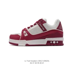 Louis Vuitton Trainer Low Leather and Fabric Sneaker with Thick Sole