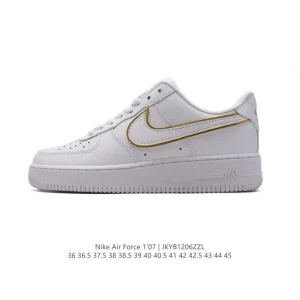 Nike Air Force 1 '07 Low White Leather Casual Sneakers with Air Cushion