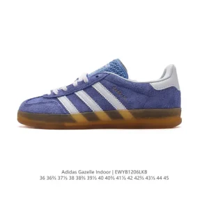 Adidas Originals Gazelle Indoor Retro Leather Sneakers with Gum Sole